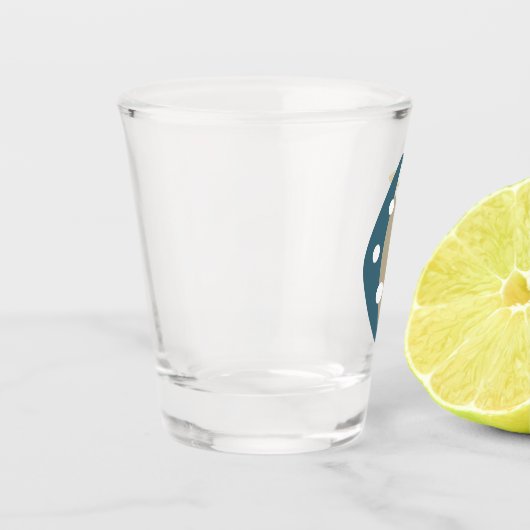 Midden-eeuw Blauwe Atoomtijdperk Boomerangs Shot Glas (Links)