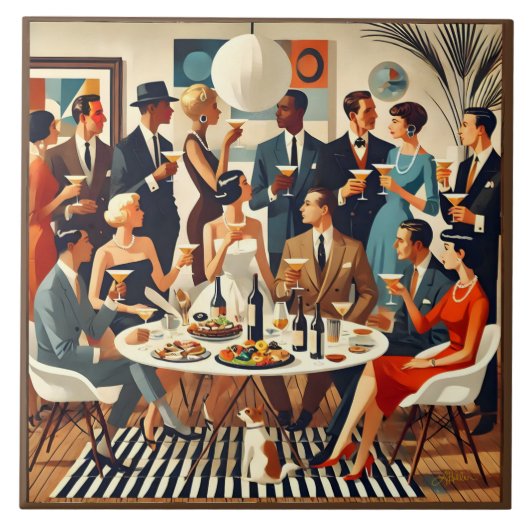 Midden eeuw De moderne Martini intellectuelen Tegeltje (Voorkant)