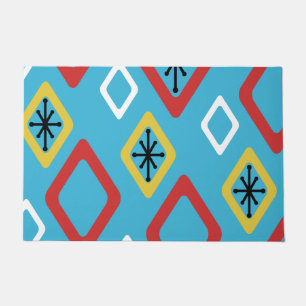 Midden eeuw diamanten blauw rood geel deurmat