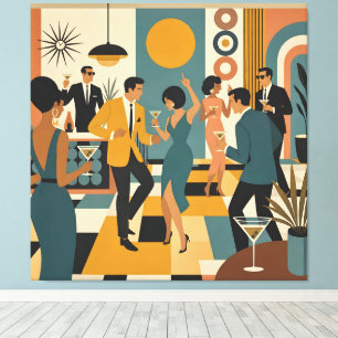 Midden Eeuw Feestelijke Martini Dansfeest Canvas Afdruk