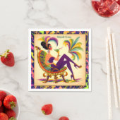 Midden eeuw futuristische Mardi Gras Martini vrouw Servet (Insitu)