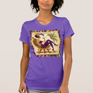 Midden eeuw futuristische Mardi Gras Martini vrouw T-shirt