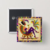 Midden eeuw futuristische Mardi Gras Martini vrouw Vierkante Button 5,1 Cm (Voorkant /achterkant)