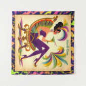 Midden eeuw futuristische Mardi Gras Martini vrouw Wandkleed (Voorkant (horizontaal))