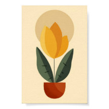 Midden Eeuw Geel Bloem Retro Boho