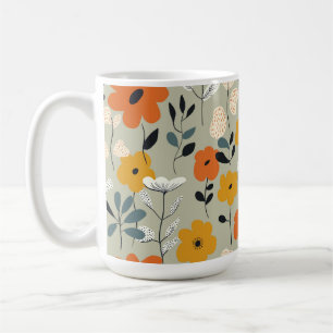 Midden eeuw geïnspireerd bloemenpatroon koffiemok