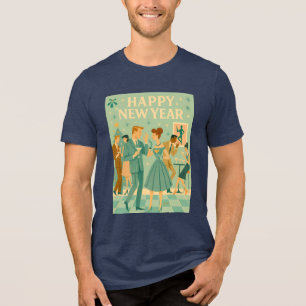 Midden eeuw gelukkig nieuwjaar de Martini-dans Tri-Blend Shirt