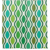 Midden-Eeuw Groene Blauwgroen Geometrische Ogee Vo Douchegordijn (Voorkant)