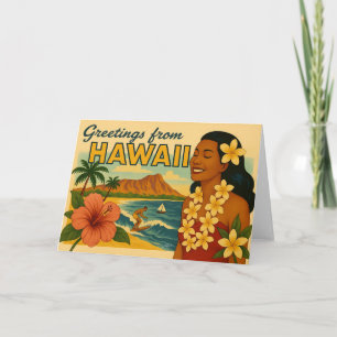 Midden eeuw groeten van Hawaii Toerisme Kunst Kaart