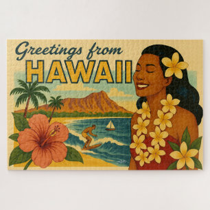 Midden eeuw groeten van Hawaii Toerisme Kunst Legpuzzel