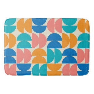 Midden eeuw halve cirkels in oranje turquoise blau badmat