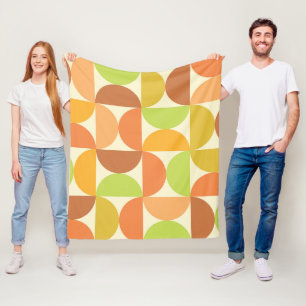 Midden eeuw halve cirkels oranje bruin groen fleece deken