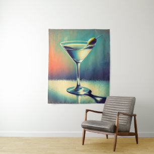 Midden eeuw ik hou van de blues Martini kunst Wandkleed