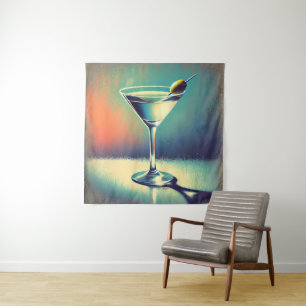 Midden eeuw ik hou van de blues Martini kunst Wandkleed