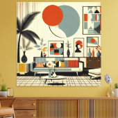Midden eeuw interieurdesign Eclipse Woonkamer Canvas Afdruk (Insitu (Woonkamer))