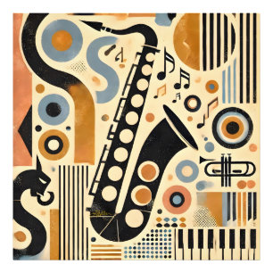 Midden Eeuw Jazz Leeftijd Minimalistische Kunst Sa Foto Afdruk