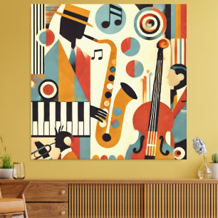 Midden Eeuw Jazz Leeftijd Modern Minimalistische T Canvas Afdruk