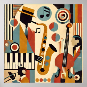 Midden Eeuw Jazz Leeftijd Modern Minimalistische T Poster