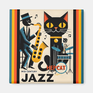 Midden eeuw jazz tijdperk HepCat Zwarte Kat Magneet