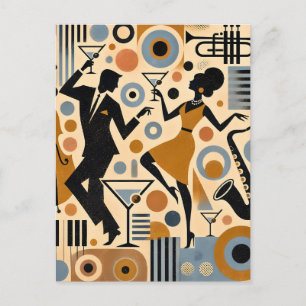 Midden Eeuw Jazz Tijdperk Minimalistische Kunst Ma Briefkaart