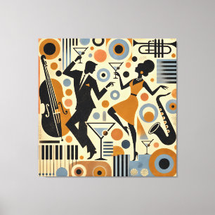 Midden Eeuw Jazz Tijdperk Minimalistische Kunst Ma Canvas Afdruk