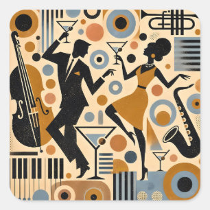 Midden Eeuw Jazz Tijdperk Minimalistische Kunst Ma Vierkante Sticker