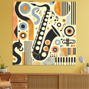 Midden eeuw Jazz tijdperk Minimalistische Kunst Sa Canvas Afdruk