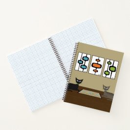 Midden eeuw katten spelen Scrabble Notitieboek