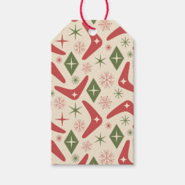 Midden eeuw Kerst Boomerangs met Diamanten Cadeaulabel