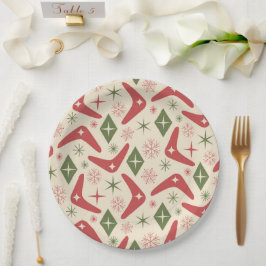 Midden eeuw Kerst Boomerangs met Diamanten Papieren Bordje