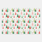 Midden eeuw kerstbomen groen en rood inpakpapier vel (Voorkant)