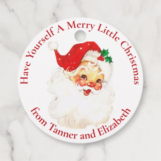 Midden-Eeuw Kerstman Custom Bedankjes Labels (Achterkant)