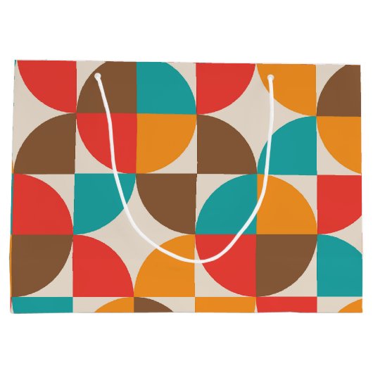 Midden eeuw Kleurrijke halve cirkels patroon Groot Cadeauzakje (Achterkant)