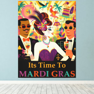 Midden eeuw Mardi Gras Cocktail Party Canvas Afdruk