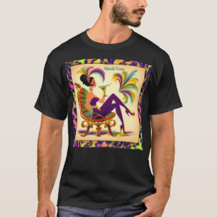 Midden eeuw Mardi Gras Vrouw met een Martini T-shirt