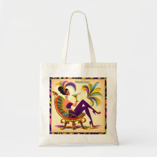 Midden eeuw Mardi Gras Vrouw met een Martini Tote Bag (Voorkant)