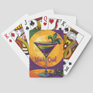 Midden eeuw Mardi Gras Zonsondergang Fleur De Lis Pokerkaarten