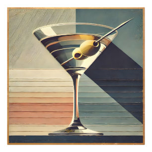 Midden eeuw modern 2 olijf martini cocktailuur foto afdruk