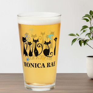 Midden Eeuw Modern 50er Zwarte Katten Glas