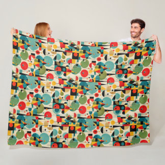 Midden eeuw modern abstract object retro geometris fleece deken