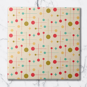 Midden Eeuw Modern Abstract Patroon 29 Crème Tegeltje
