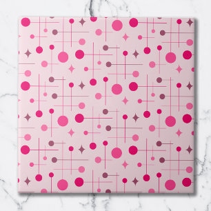 Midden Eeuw Modern Abstract Patroon 29 Magenta Tegeltje