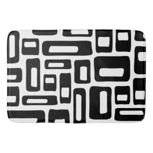 Midden eeuw modern abstract zwart-wit patroon badmat