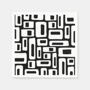 Midden eeuw modern abstract zwart-wit patroon servet
