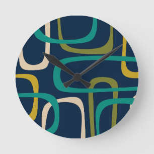 Midden eeuw modern abstracte lussen patroon ronde klok