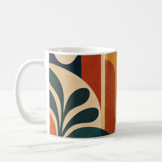 Midden eeuw modern abstracte zon en bogen koffiemok