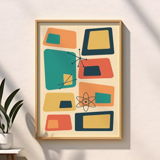 Midden Eeuw Modern Atomair Geometrisch Abstract Poster