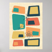 Midden Eeuw Modern Atomair Geometrisch Abstract Poster (Voorkant)