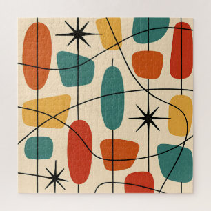 Midden eeuw modern atomaire abstracte legpuzzel
