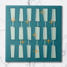 Midden eeuw modern atomaire blokken turquoise, aqu